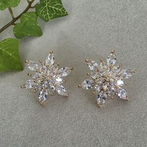 Rose Gold Cubic Zirconia Crystal Snowflake Earrings